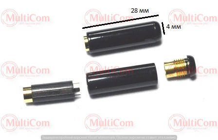 

01-00-171BK. Гнездо 3,5 4-х контактное под шнур, корпус металл, без хвостовика, черное, Черный