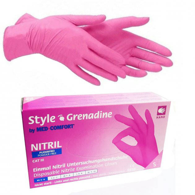 

Перчатки нитриловые  розовые неопудренные, AMPri Style Grenadine 4г, 100 штук, Розовый