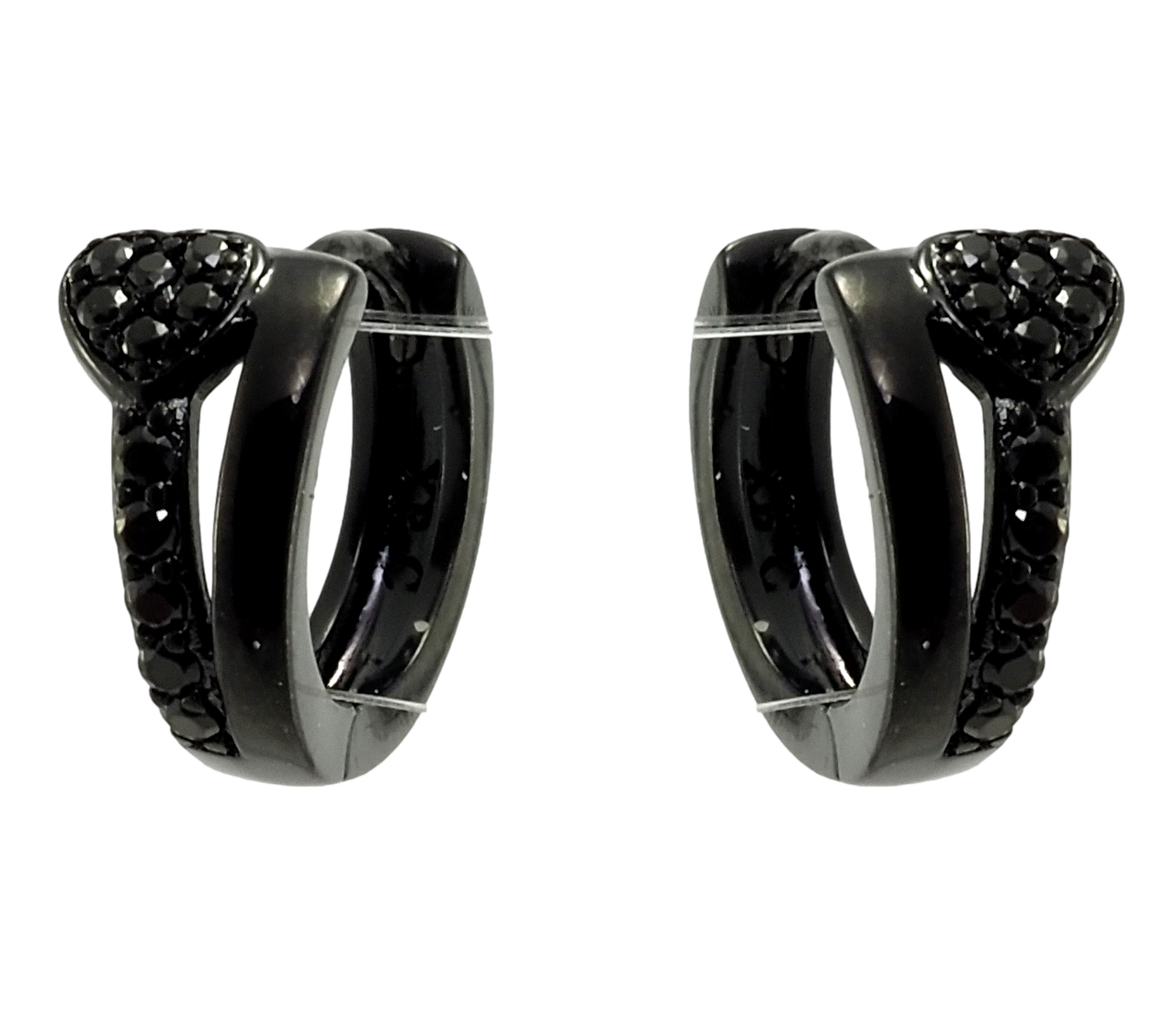 

Серьги Xuping Позолота Black (черное золото) колечки "Сердечки с цирконием"