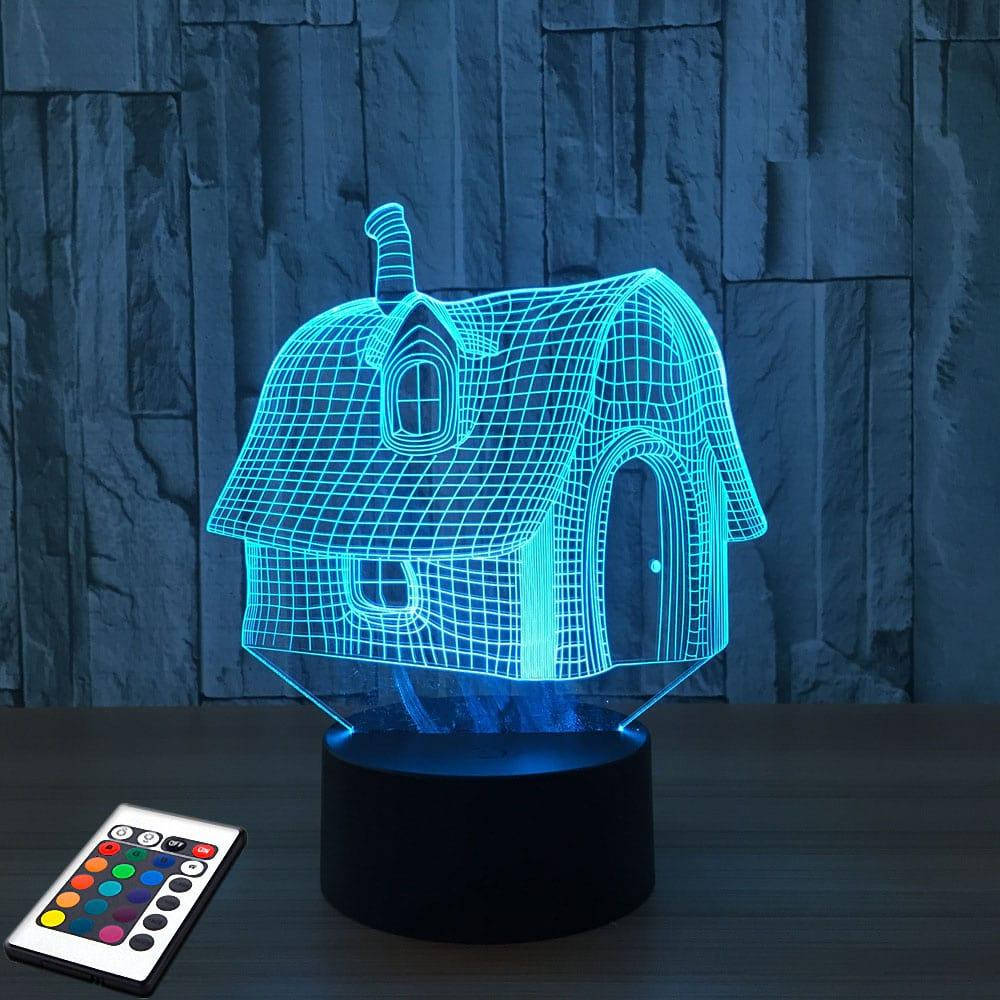 

3D светильник с пультом и аккумулятором 3D Lamp Сказочный домик (LP-2479), Черный