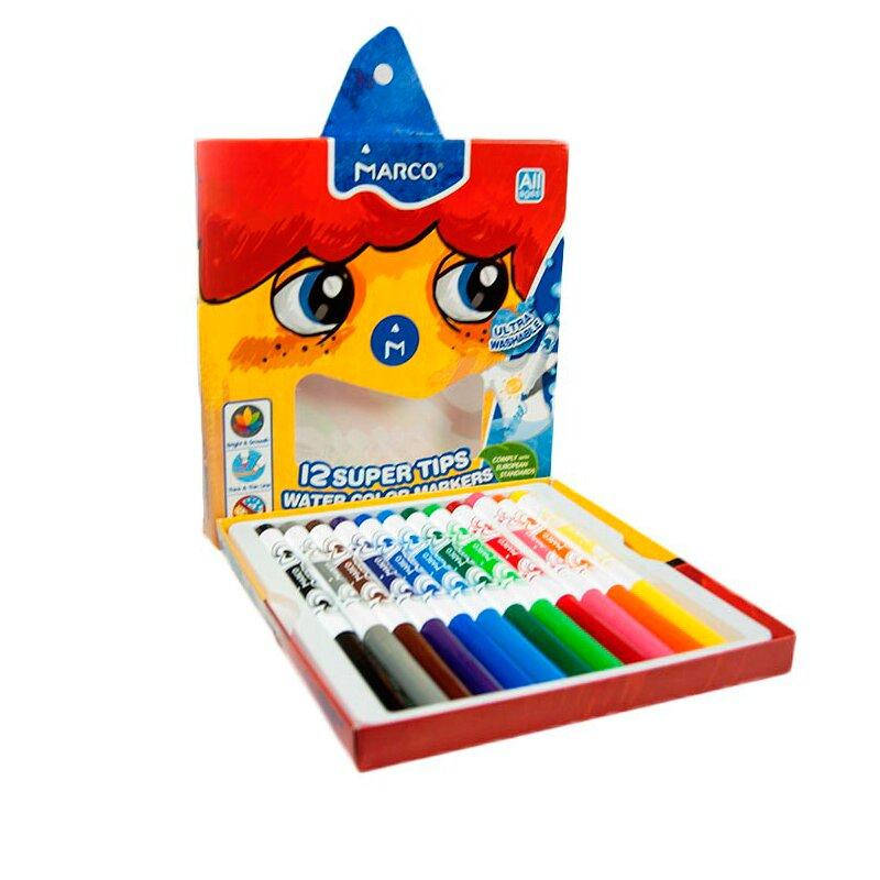 

Фломастеры 12 цветов Super Washable, 1630-12CB Marco, Разные цвета