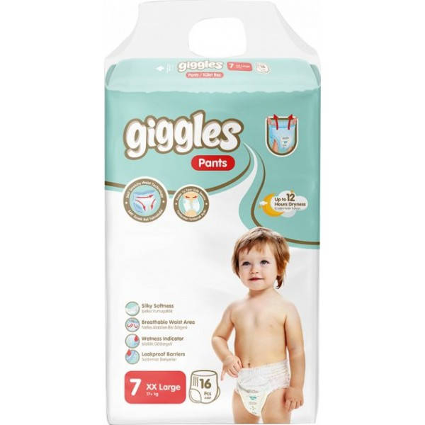 

Подгузники-трусики детские Giggles 7 ХXL 17+ кг, 16 шт