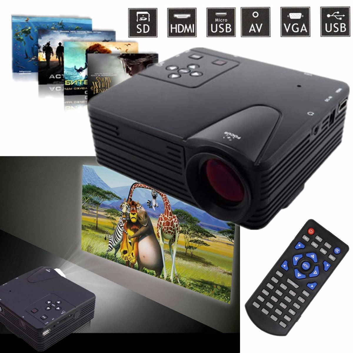 

Оригинальный H80 мини портативный светодиодный проектор 640x480 пикселей