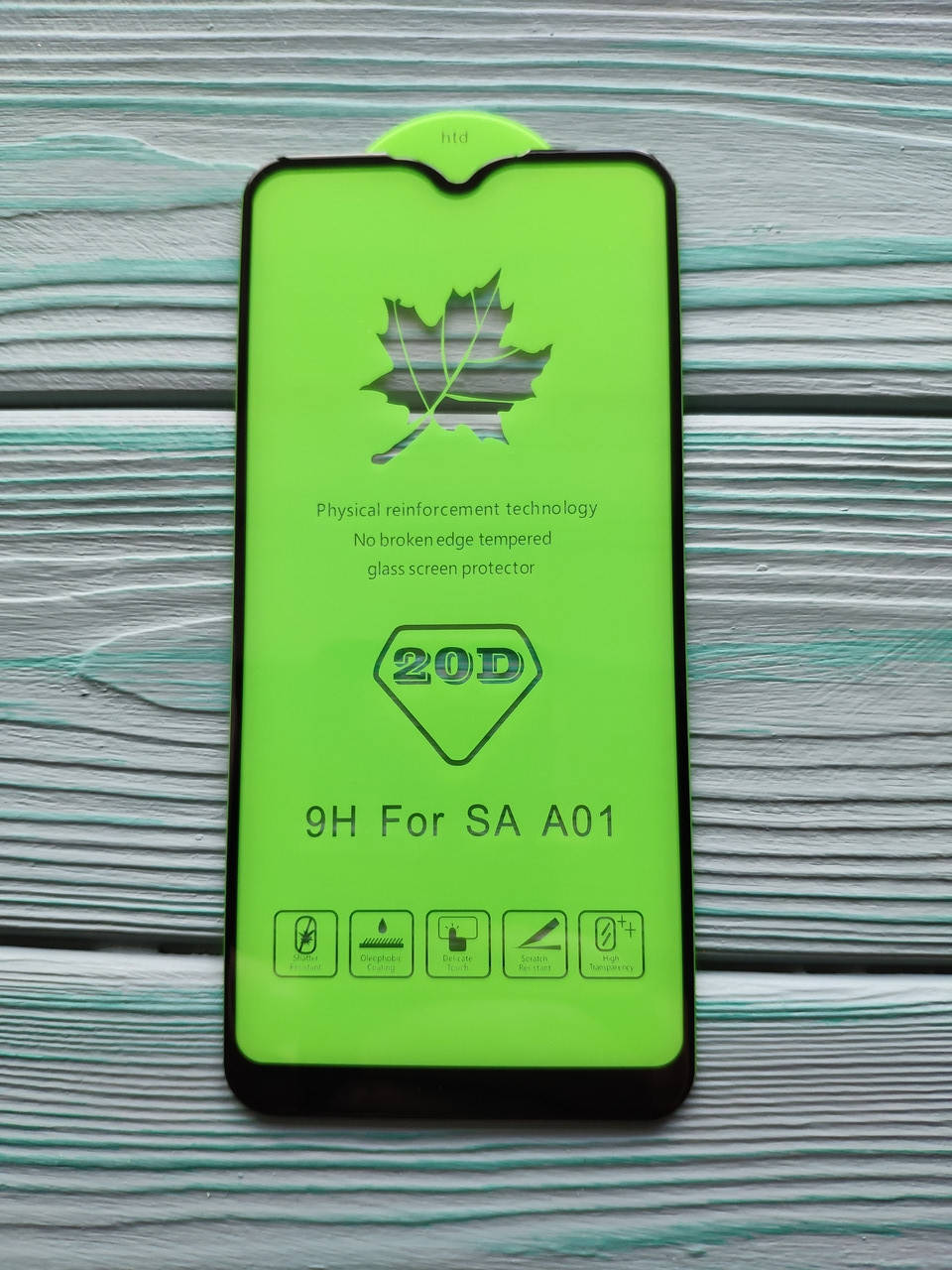 

Защитное стекло 20D для Samsung A01 2020 / A015F Full Glue Черное, Черный