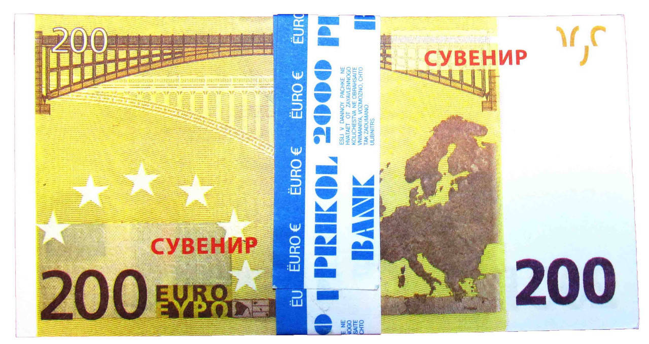 

Гроші сувенірні "200 євро". В упак: 80 шт.