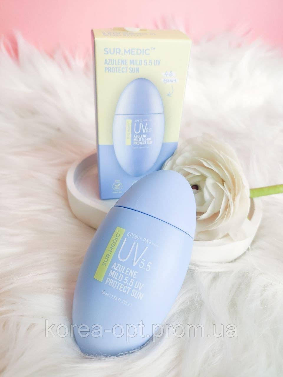 

Солнцезащитный крем с азуленом Sur.Medic Azulene Mild 5.5 UV Protect Sun SPF 50+ 50 мл