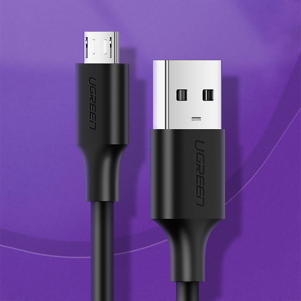 

Кабель MicroUSB для быстрой зарядки UGREEN 2.4A шнур Микро ЮСБ 1м (черный)