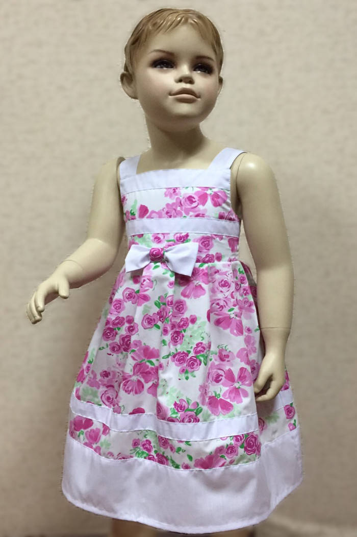 

Нарядный летний сарафан для девочки.Хлопок., Розовый