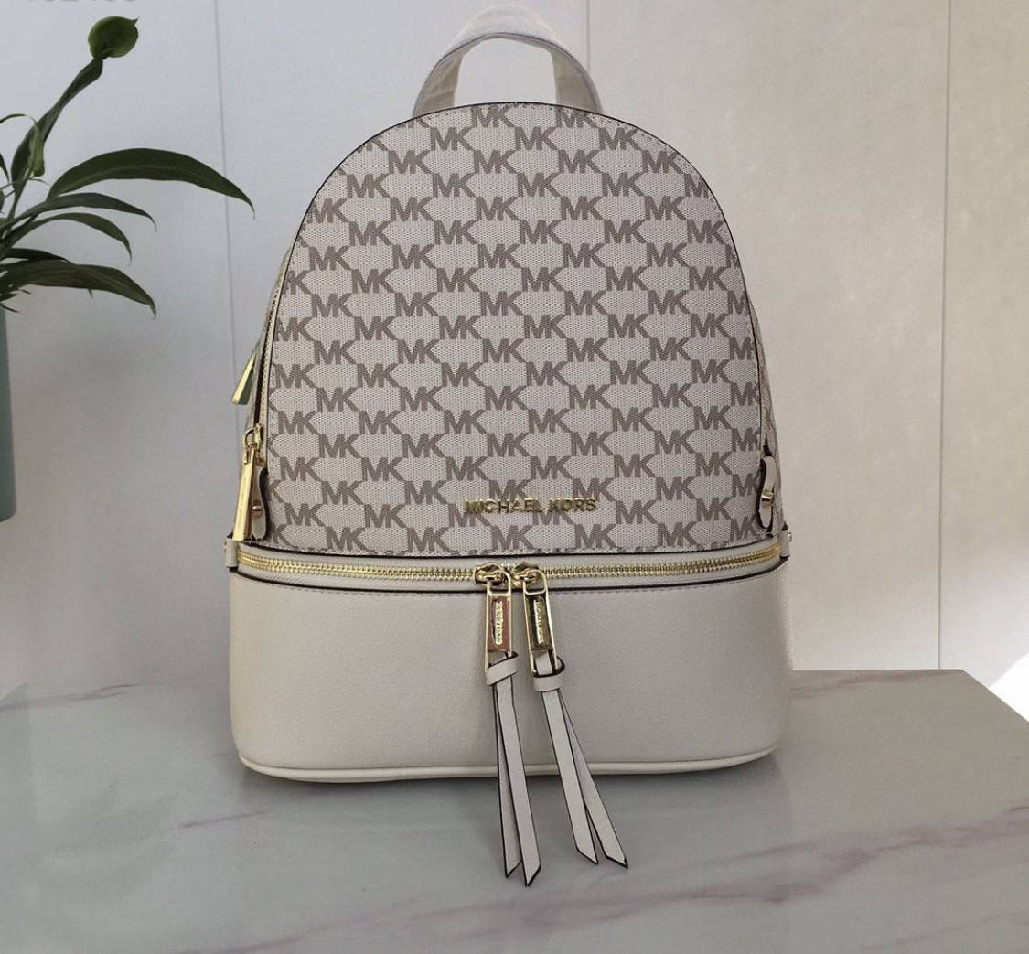 

Женский кожаный рюкзак Michael Kors Rhea Zip (1234) White Lux, Белый