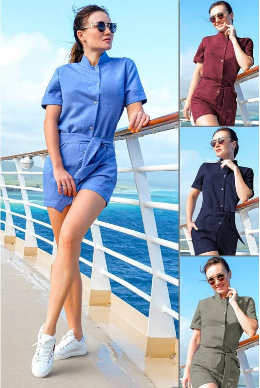 

Женский комбинезон с шортами ФЛОРИДА лен с 42 по 70 размер(лб), Разные цвета