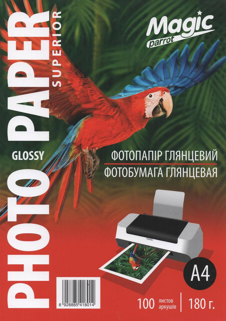 

Фотобумага А4 глянцевая Magic плотность 180 гр м2 100 листов, Белый