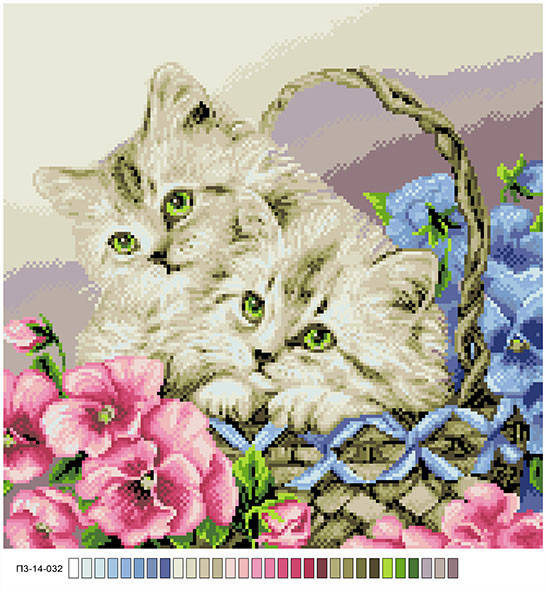 

Схема на канве под вышивку нитками подушки П3-14-032