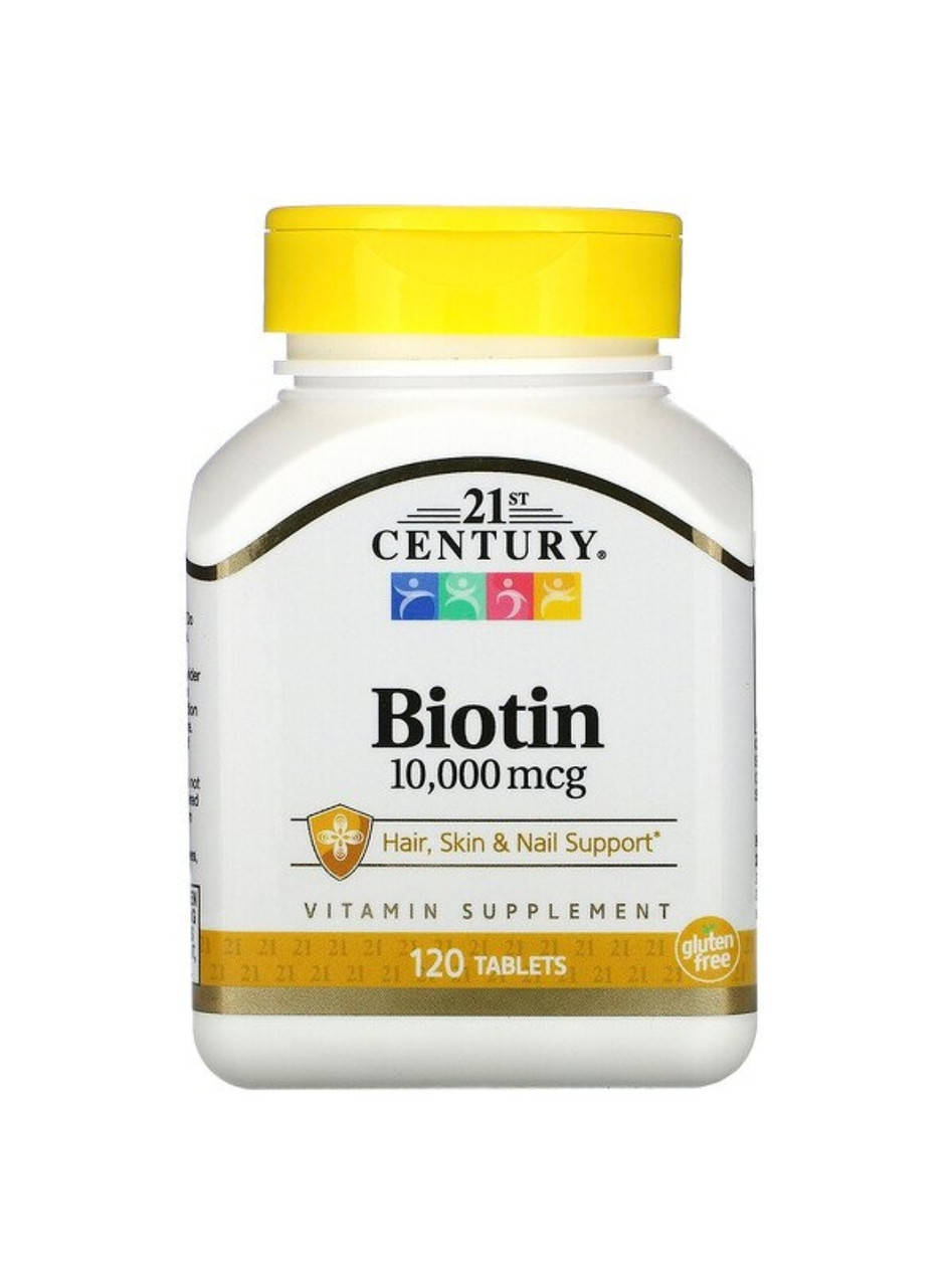 

Биотин, 10 000 мкг, 21 st century 120 таблеток