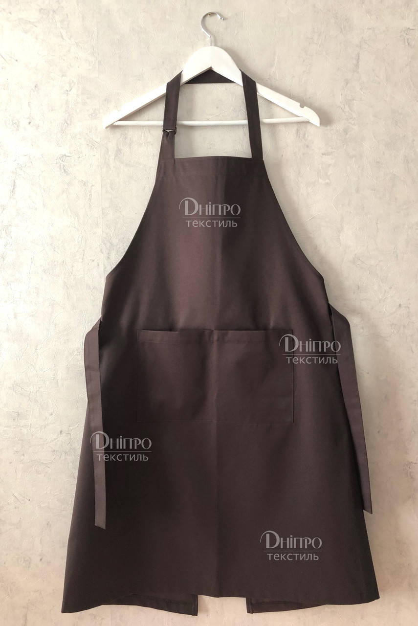 

Коричневый фартук с нагрудником для персонала. Профессиональные фартуки для работы