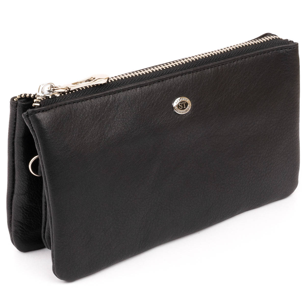

Вместительный клатч на два отделения женский ST Leather 19246 Черный