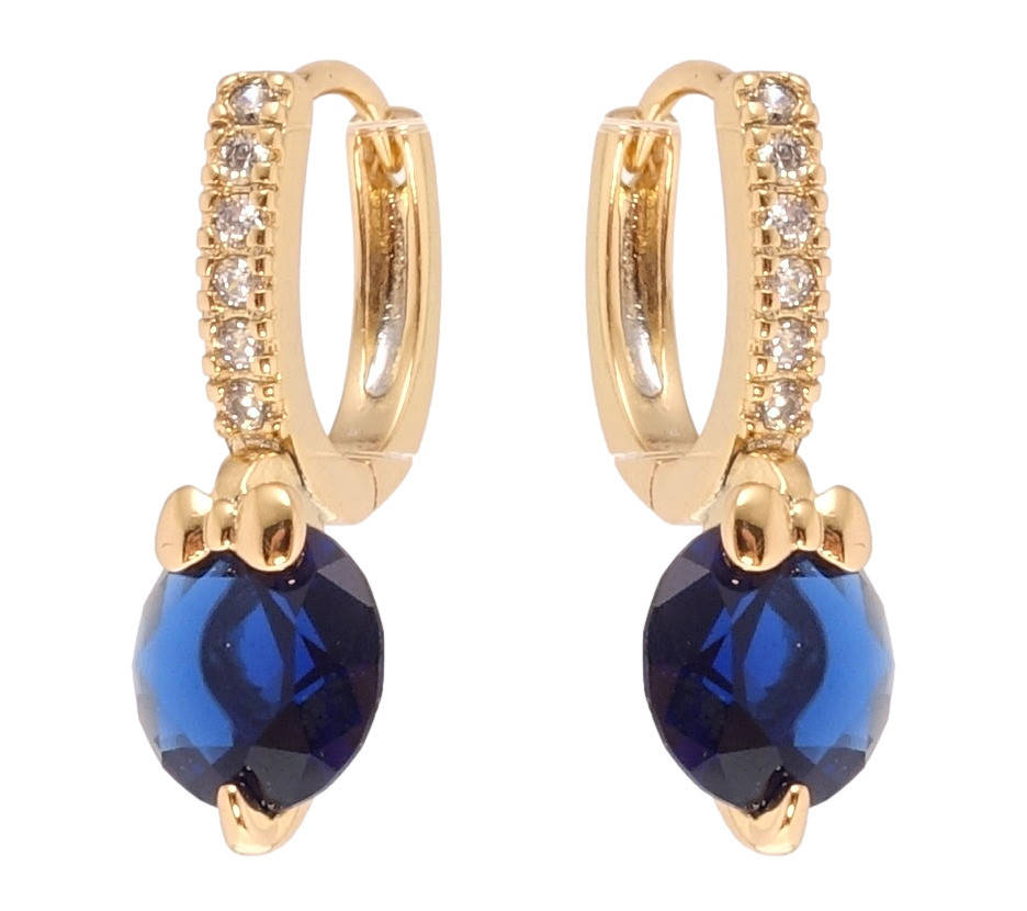 

Серьги Xuping Позолота 18K колечки "Синие фианиты с бантиками на дорожке циркония"