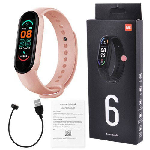 

Фитнес браслет FitPro Smart Band M6 (смарт часы, пульсоксиметр, пульс). Цвет: розовый