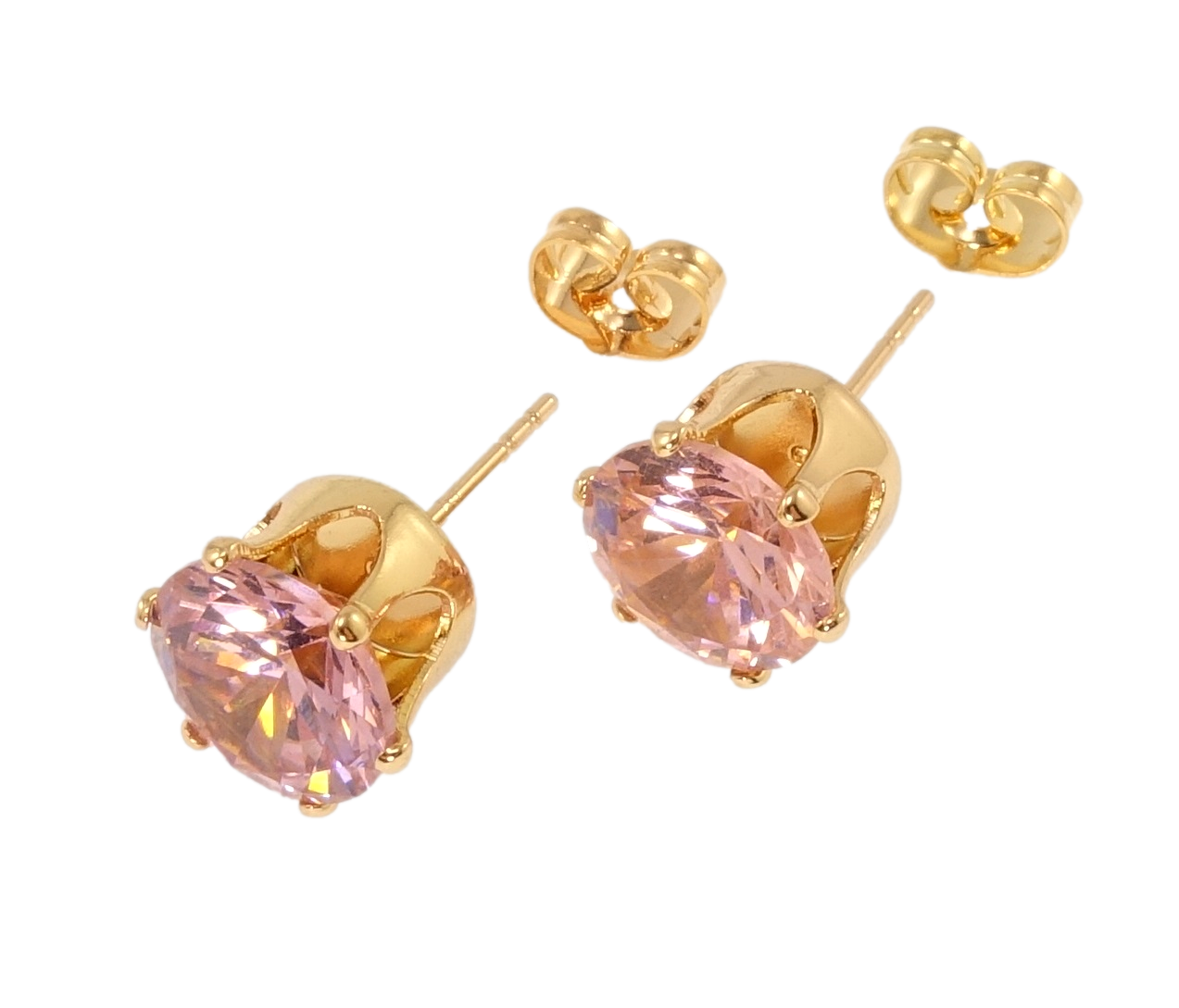 

Серьги Xuping Позолота 18K гвоздики (пусеты) "Розовый кристалл в 6-ти крапановой оправе" ø 10мм