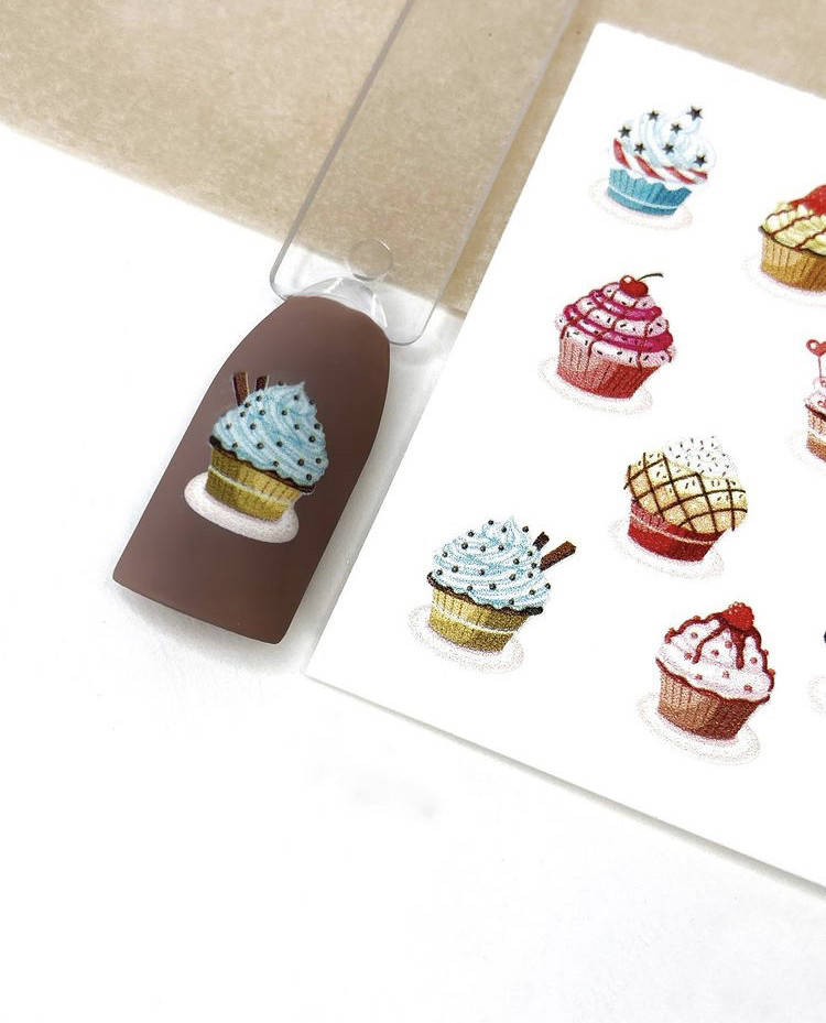 

Слайдер дизайн Водный слайдер дизайн для ногтей с яркой печатью рельефный пироженки, Разные цвета