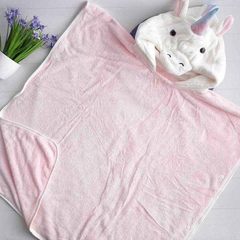 

Полотенце-пончо с капюшоном "Единорог" (140 * 70 см ) микрофибра пышная, Розовый