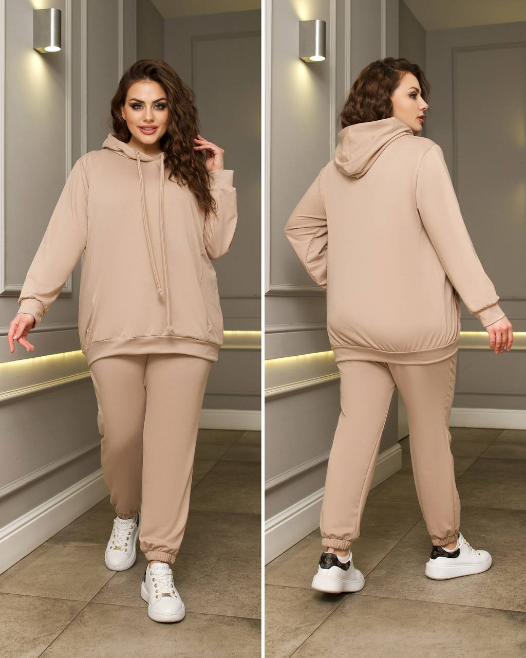 

Женский спортивный костюм трикотаж двухнить большие размер: 48-50,52-54,56-58,60-62,64-66, Черный