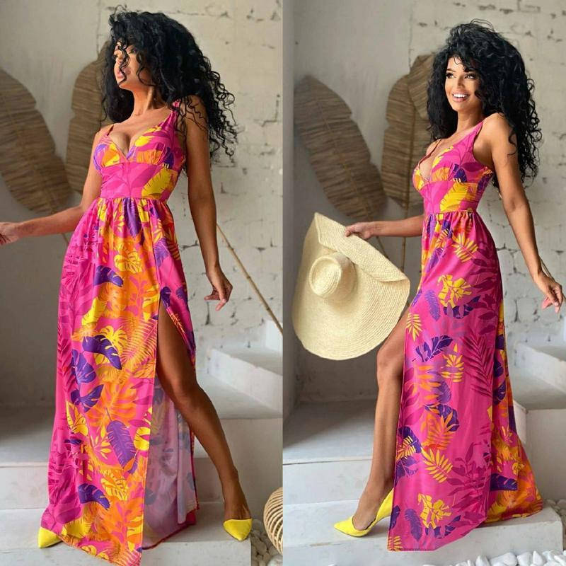 

Платье женское с разрезом малиновое