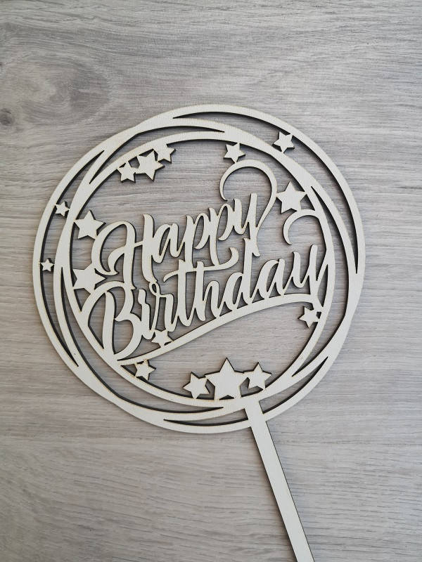 

Топпер для торта белый Happy Birthday!