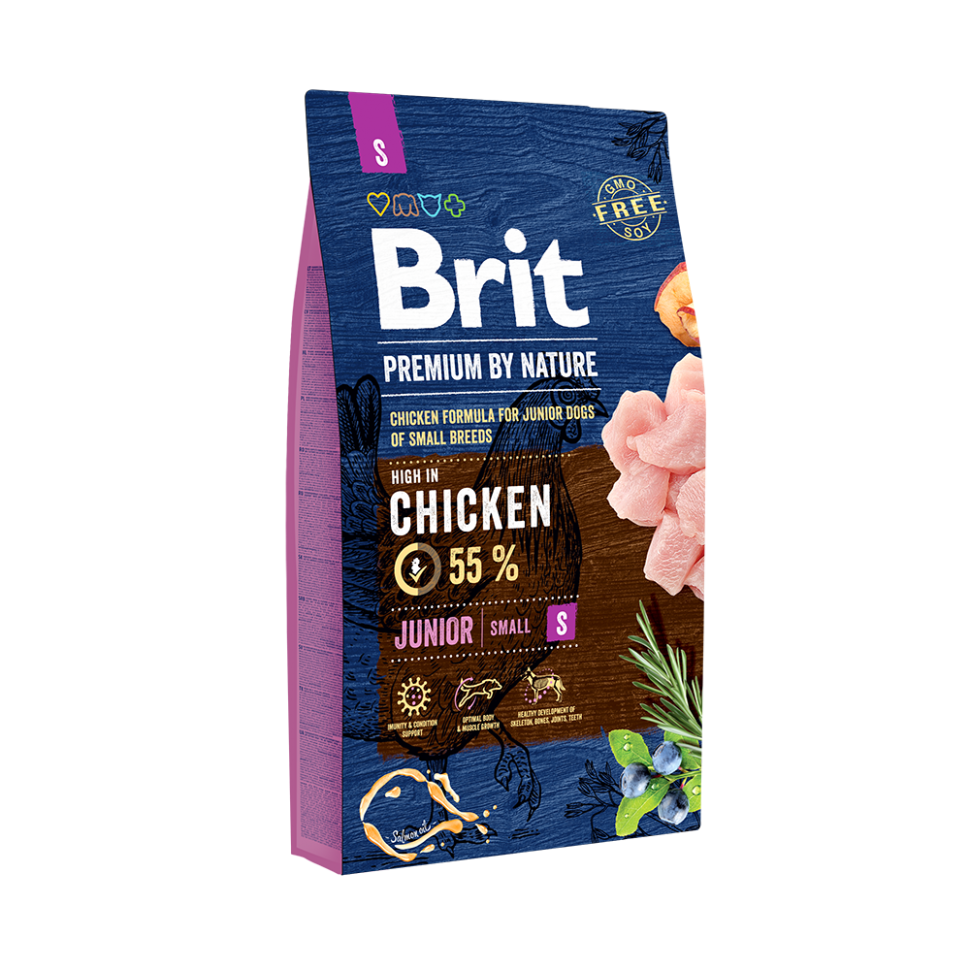 

Сухой корм для щенков мелких пород Brit Premium by Nature Junior S с курицей 8 кг