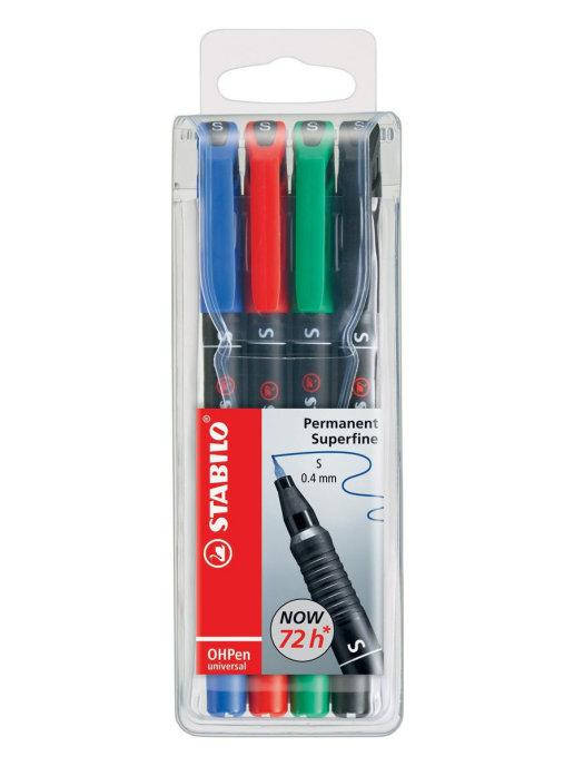 

Набор перманентных ручек STABILO OHPen permanent S 0.4мм (4шт), Черный
