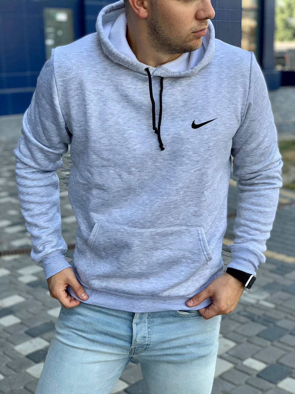 

Теплая мужская толстовка Nike (Найк), худи с капюшоном, кофта, кенгурушка / ОСЕНЬ-ЗИМА