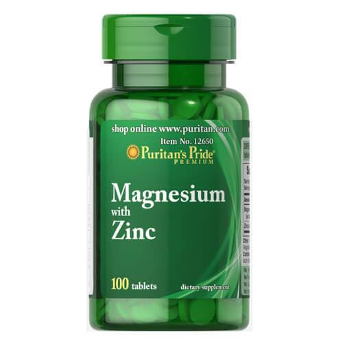 

Магний и цинк, Puritan's Pride Magnesium with Zinc 100 таб