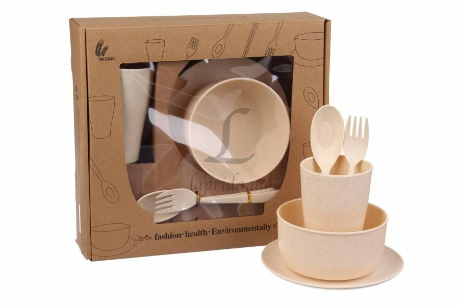 

Набор детской эко посуды Afgekia бежевый, пластик, в комплекте (тарелка/блюдце/ложка/вилка), детская посуда,