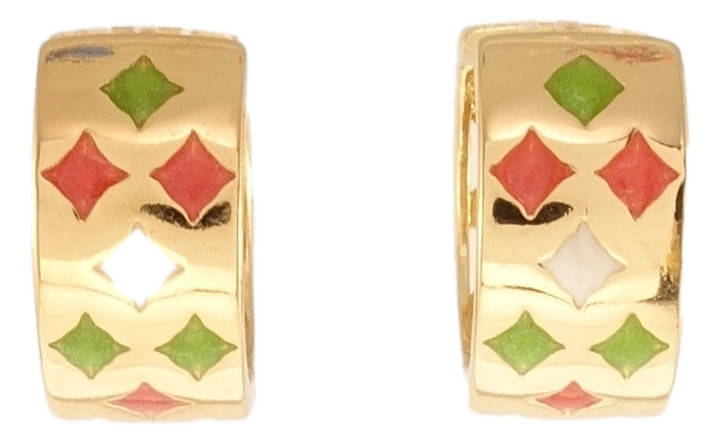 

Серьги Xuping Позолота 18K колечки "Орнамент ромбы цветной эмалью"