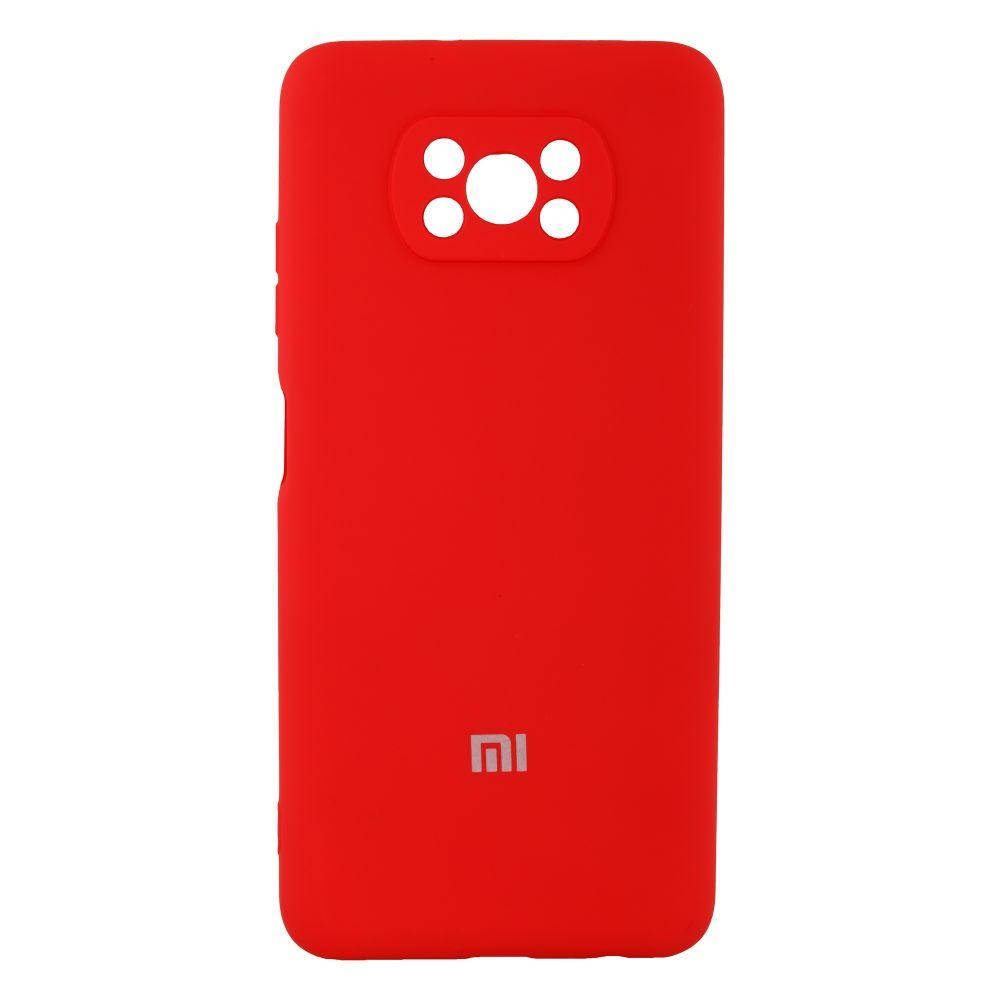

Чехол на Xiaomi Poco X3 PRO NFC Поко Х3 силиконовый с мягкой микрофиброй внутри Full Case с логотипом Красный