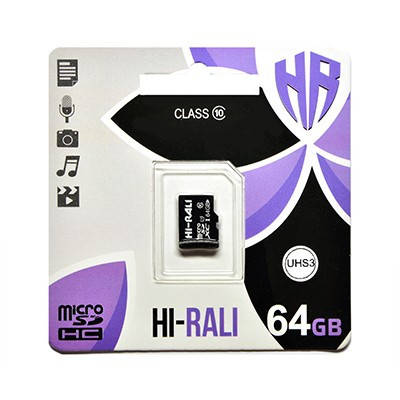 

Карта памяти microSDHC (UHS-3) 64GB class 10 Hi-Rali (без адаптеров)