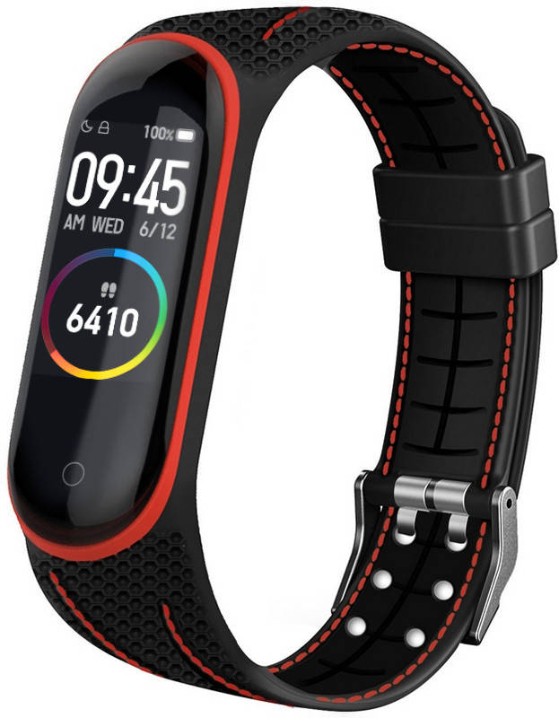 

Силиконовый ремешок Groove для Mi Band 5 Black Red (Ми Бэнд 5)