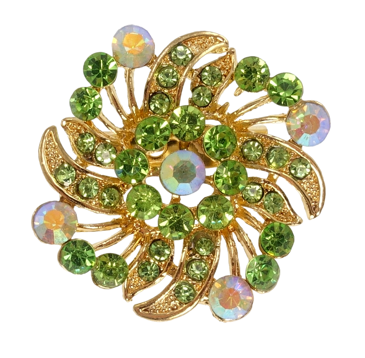 

Брошь "Цветок с зелеными стразами"