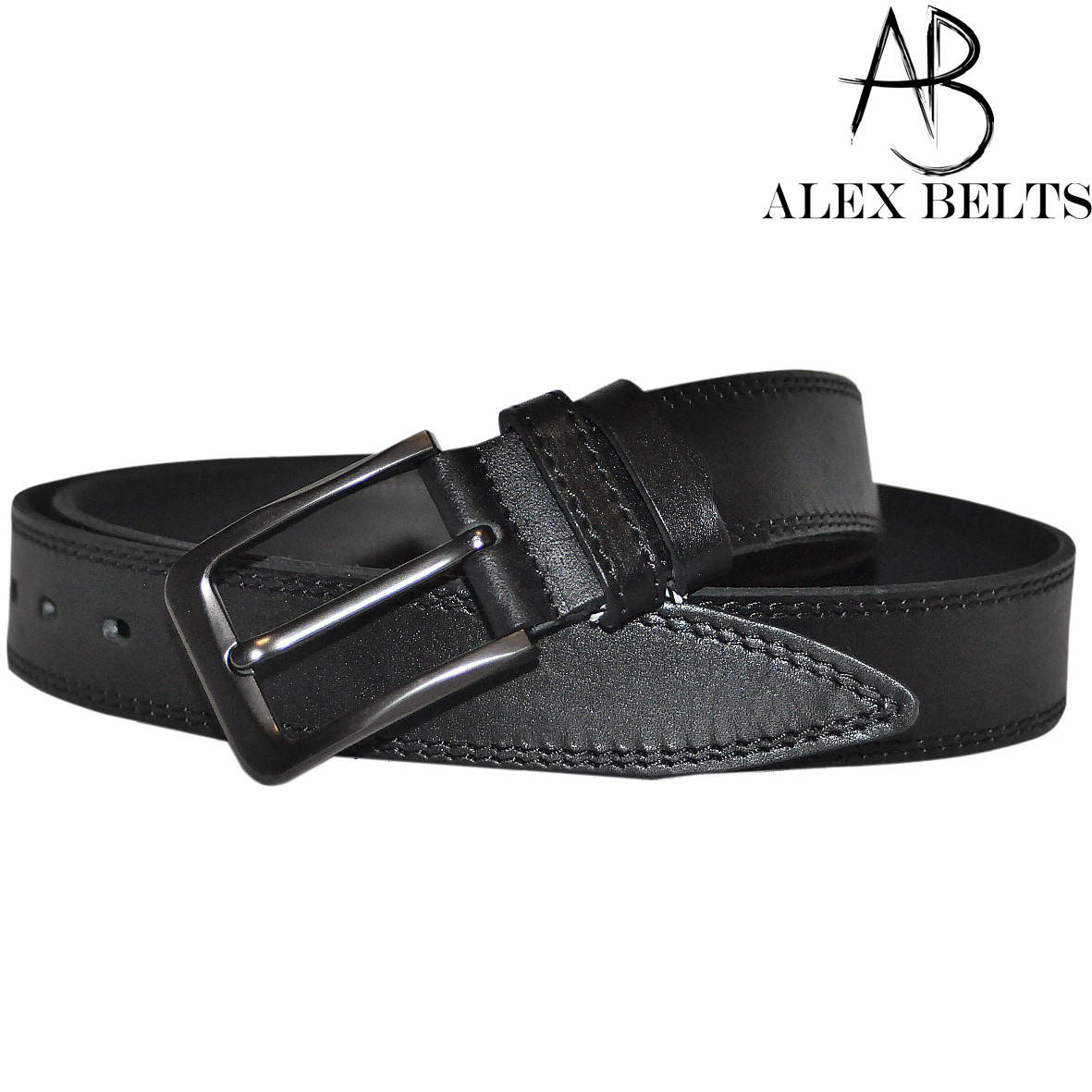 

Ремень мужской брючный (черный) кожаный гладкий Арт.:RMBKG011-35