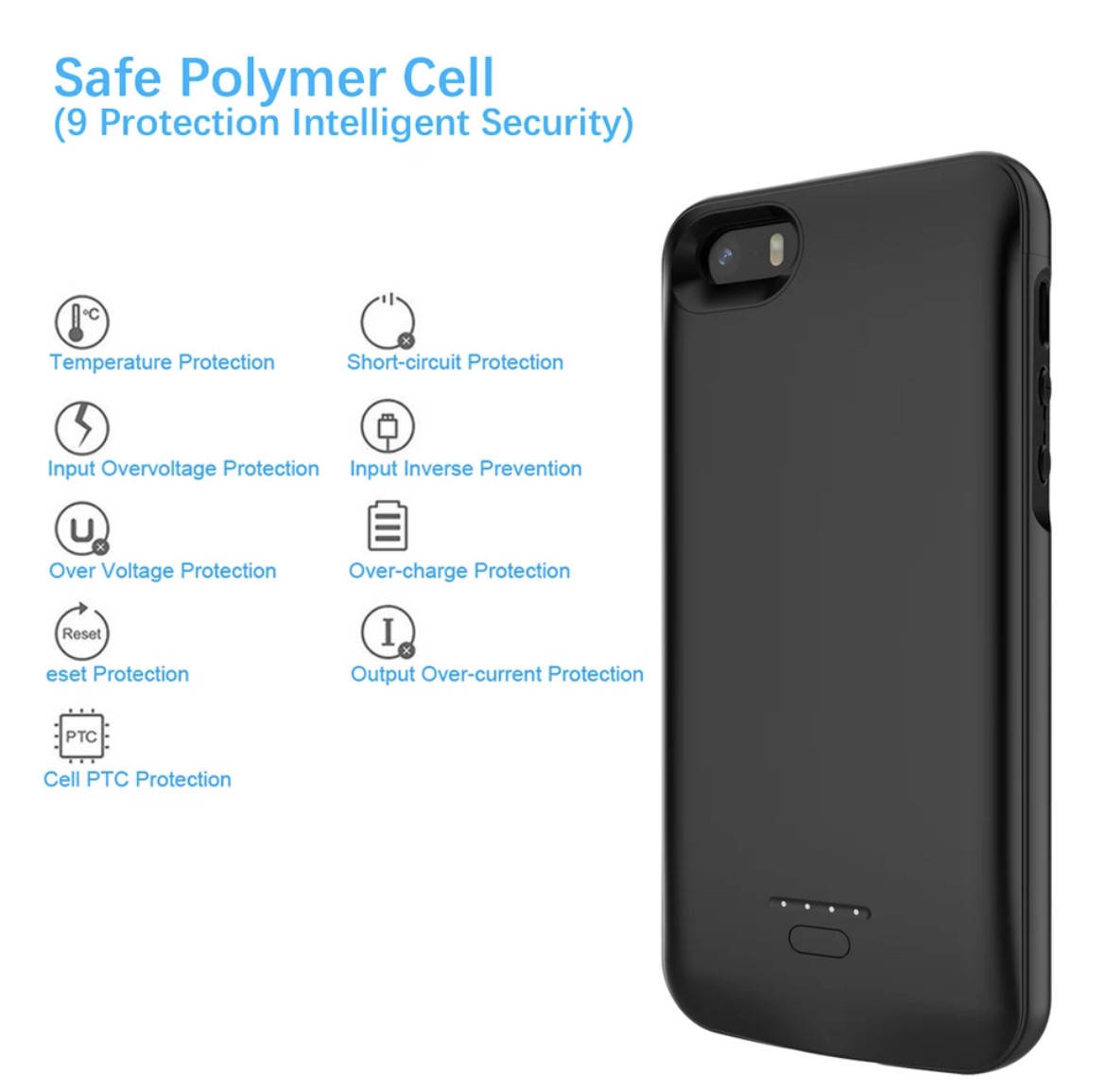 

Чехол аккумулятор на айфон SE 4000мА PowerCase для iPhone se2016 Чехол-Повербанк, Черный