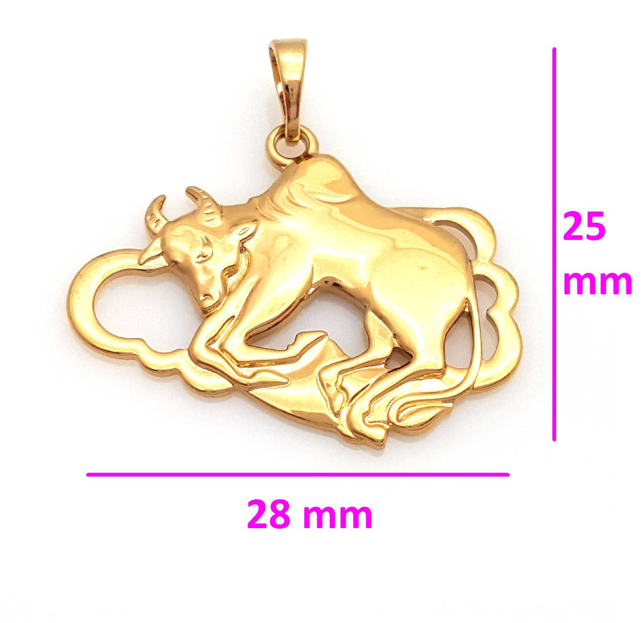 

Кулон Знак Зодиака "Телец", без камней, медицинское золото, 18К