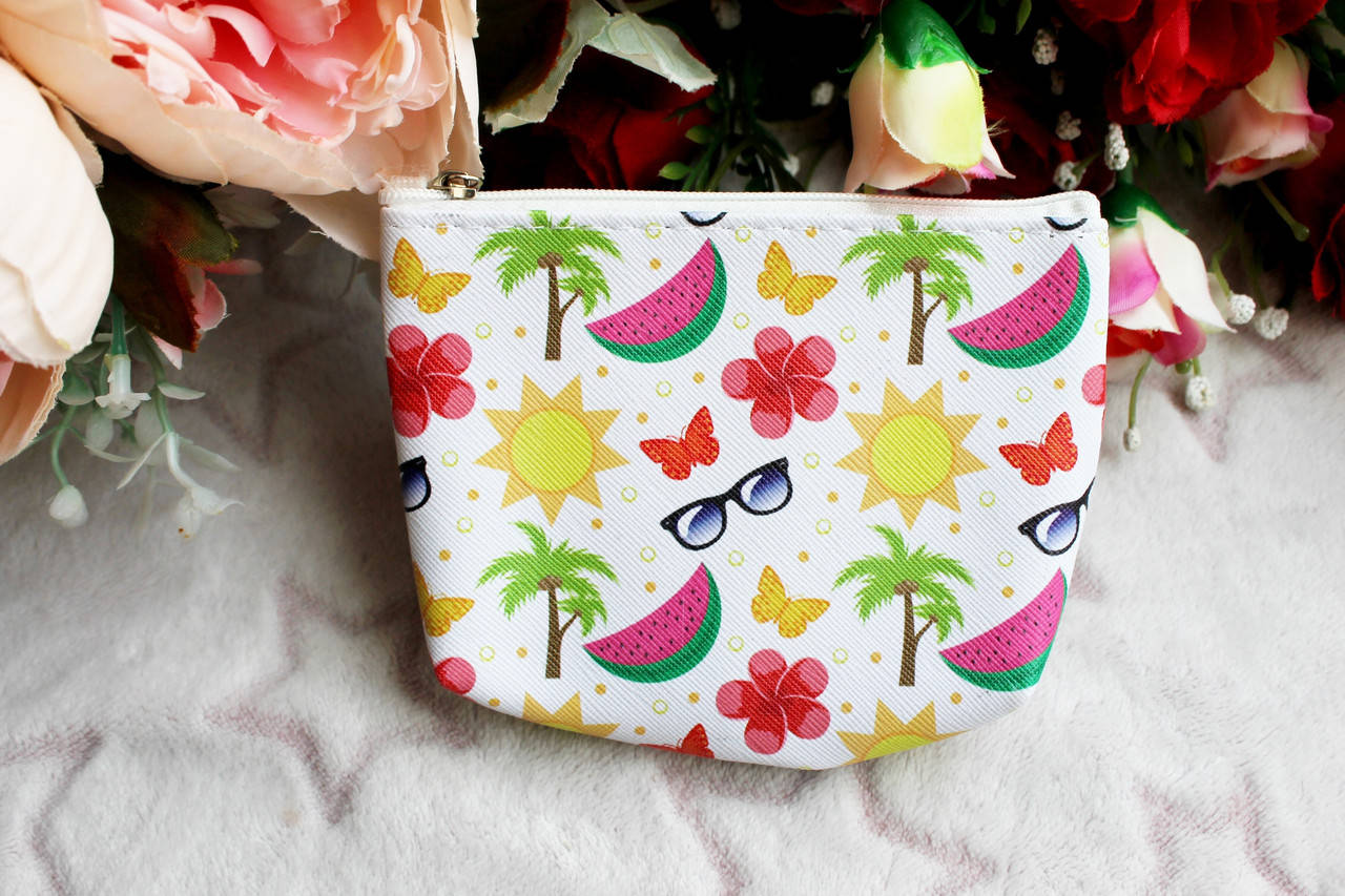 

Косметичка с ярким принтом из экокожи, Разные цвета