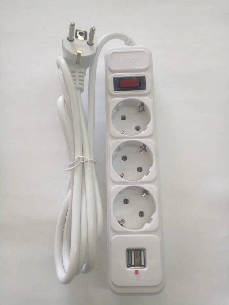 

Удлинитель сетевой универсальный ULTRA SSW3-1.8 ( c 2*USB, 2.1A)