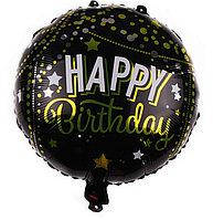 

Фольгированный шар Happy Birthday золото на чёрном