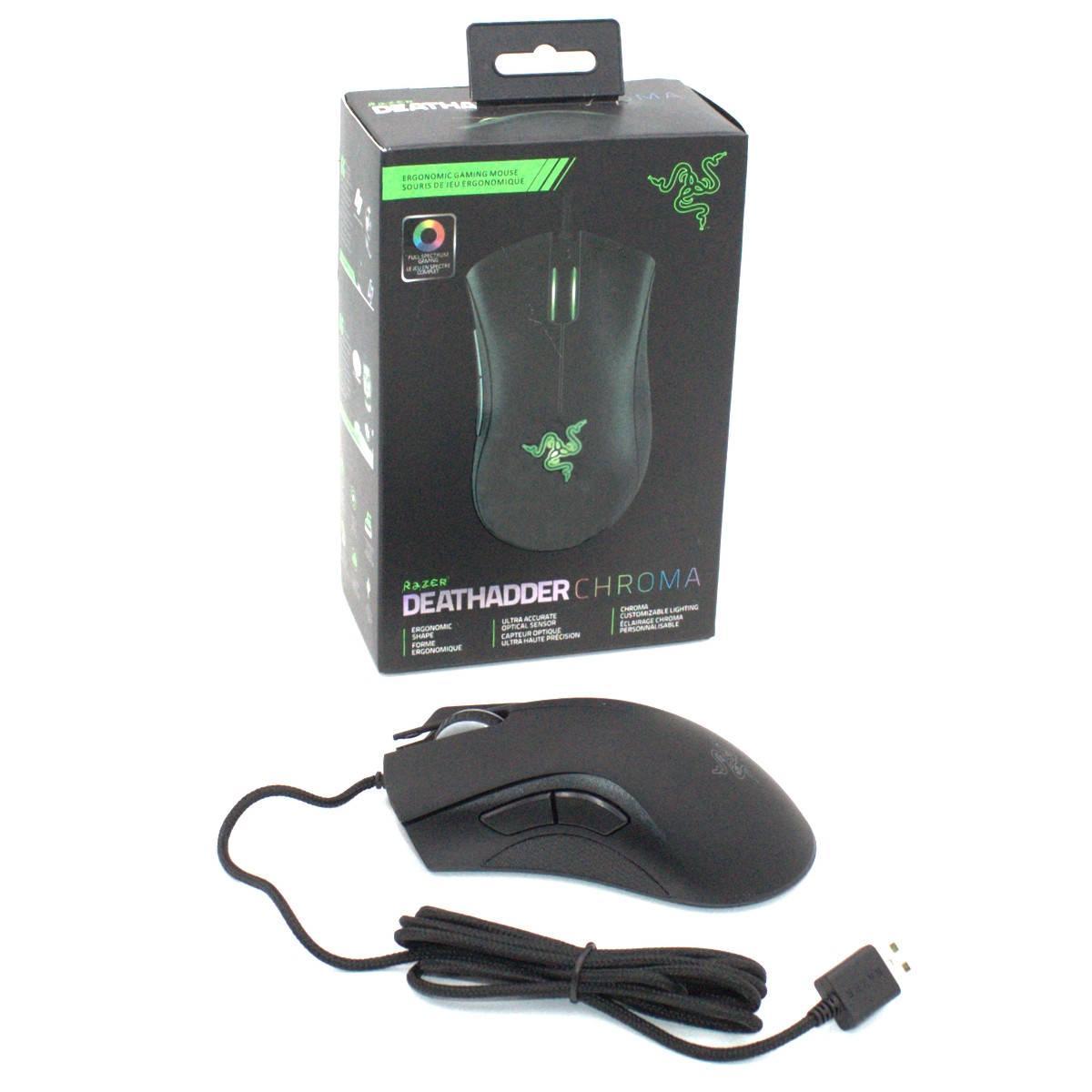 

Игровая компьютерная мышь Razer DeathAdder Chroma с подсветкой Геймерская проводная USB Mouse Gaming Райзер, Черный