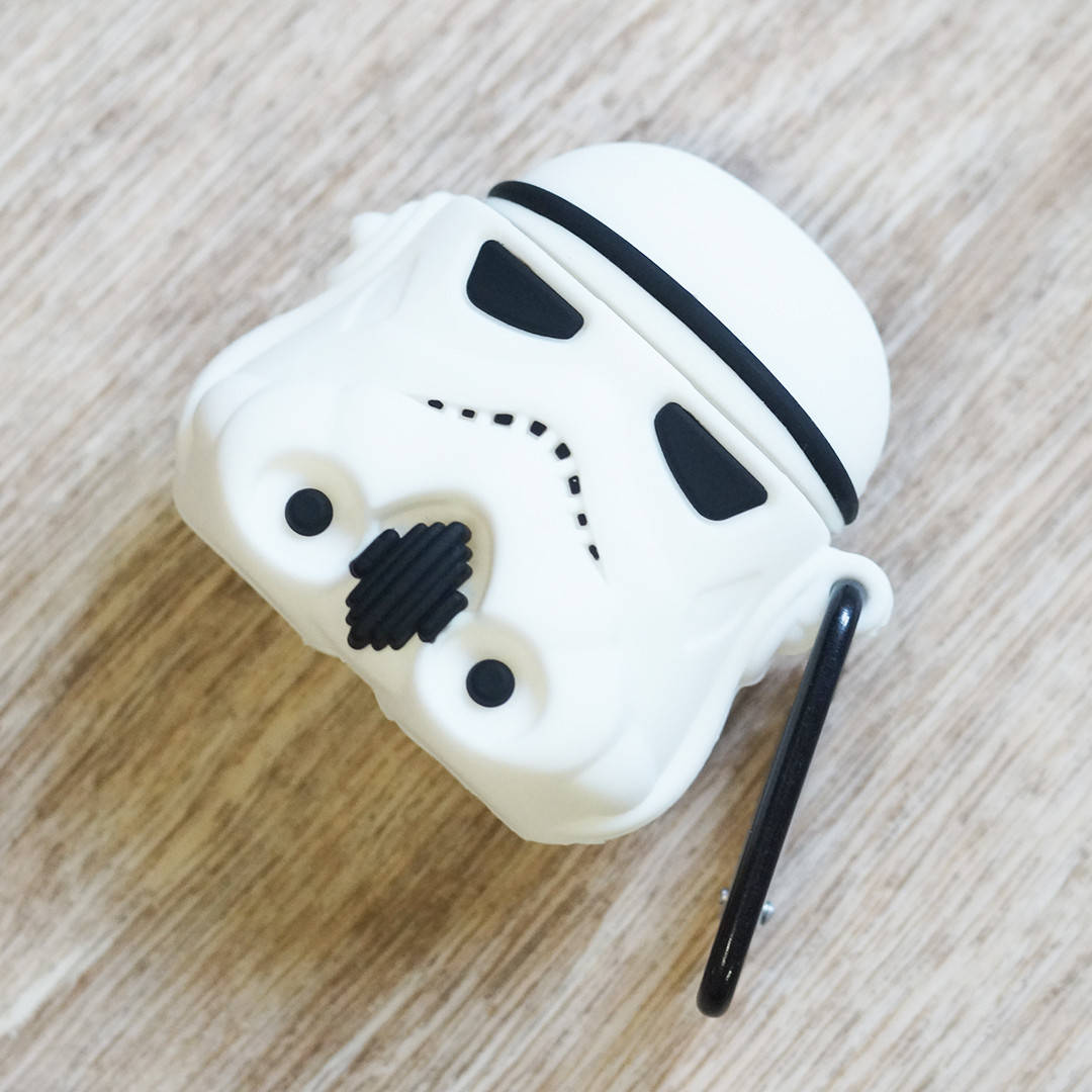 

Силиконовый чехол для Apple AirPods (чехол+карабин) (storm trooper star wars), Белый