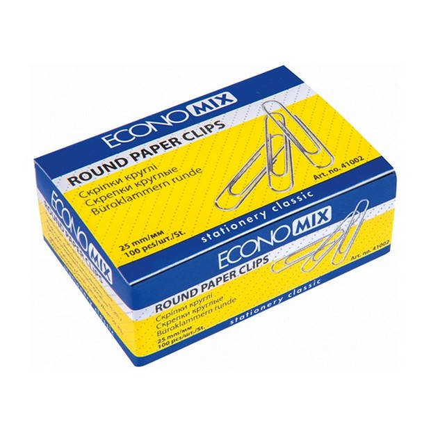 

Скріпки 25 мм круглі, 100 шт. Economix, Разные цвета
