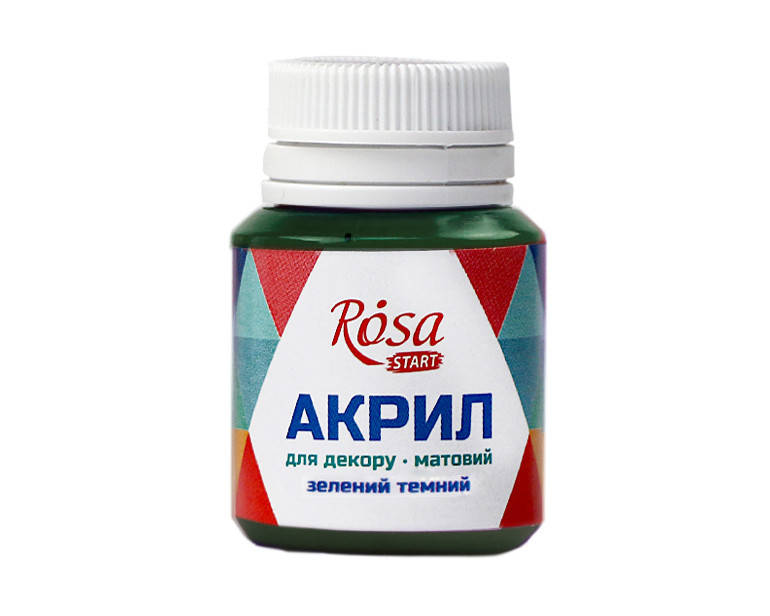 

Акрил для декору, Зелений темний, матовий, 20 мл, ROSA START, Зелёный