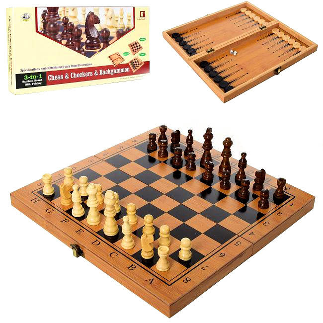 

Деревянные шахматы, шашки, нарды 3 в 1 30*30 см B3116