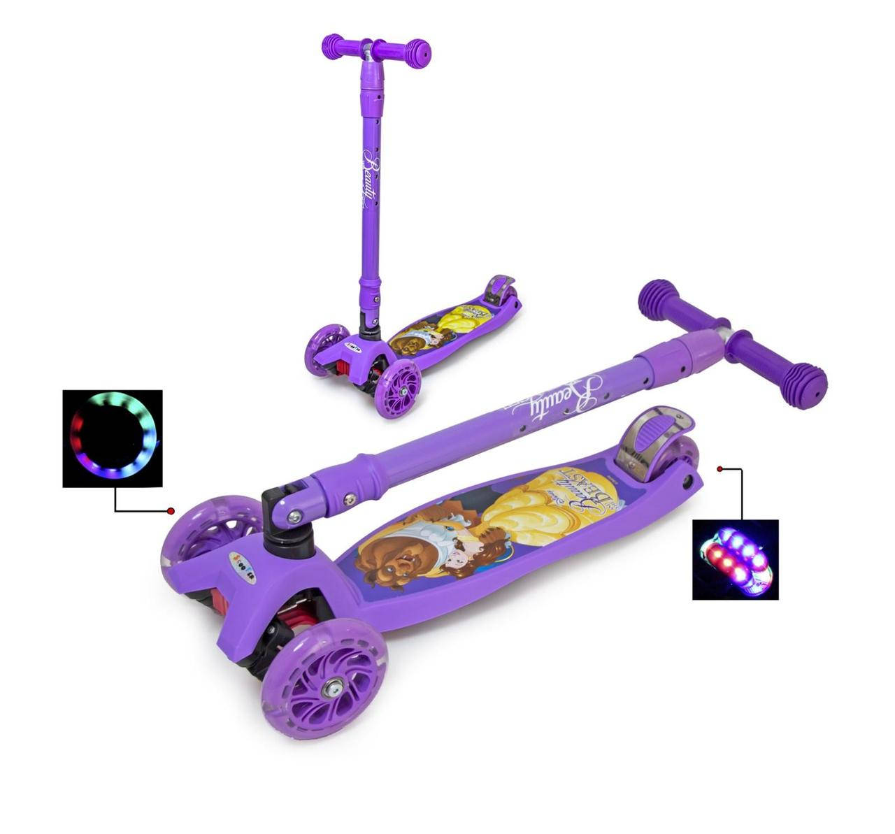 

Самокат детский MAXI Scooter Disney "Красавица и Чудовище" складная ручка, Фиолетовый