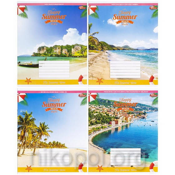 

Тетрадь школьная 18 листов линия, серия "Летний пляж", белизна 100%